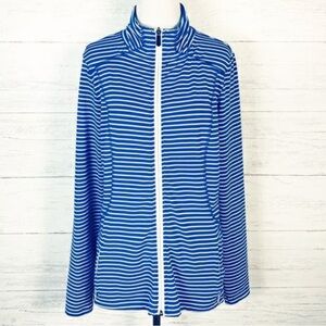 Lole - Striped‎ Essentials Full Zip Cardigan Jacket - Sz Medium - Blue & White